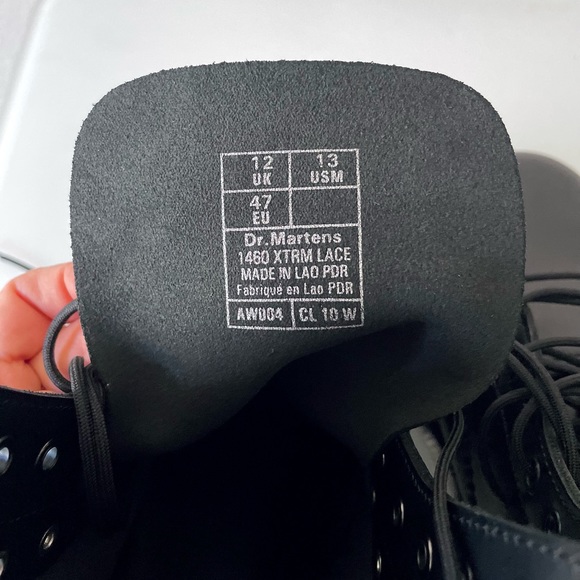 DR MARTENS 1460 Extreme Laces Polished Smooth Leather Black Boots - Picture 11 of 16